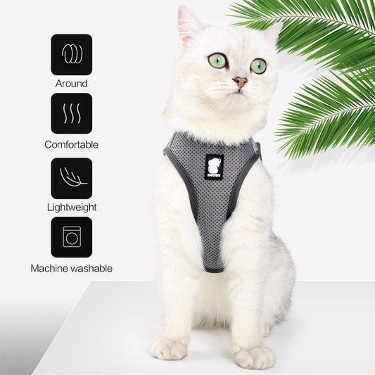 Cat Harness and Leash - Ultra Light Escape Proof Kitten Collar Cat Walking Jacket with Running Cushioning Soft and Comfortable Suitable for Puppies Rabbits