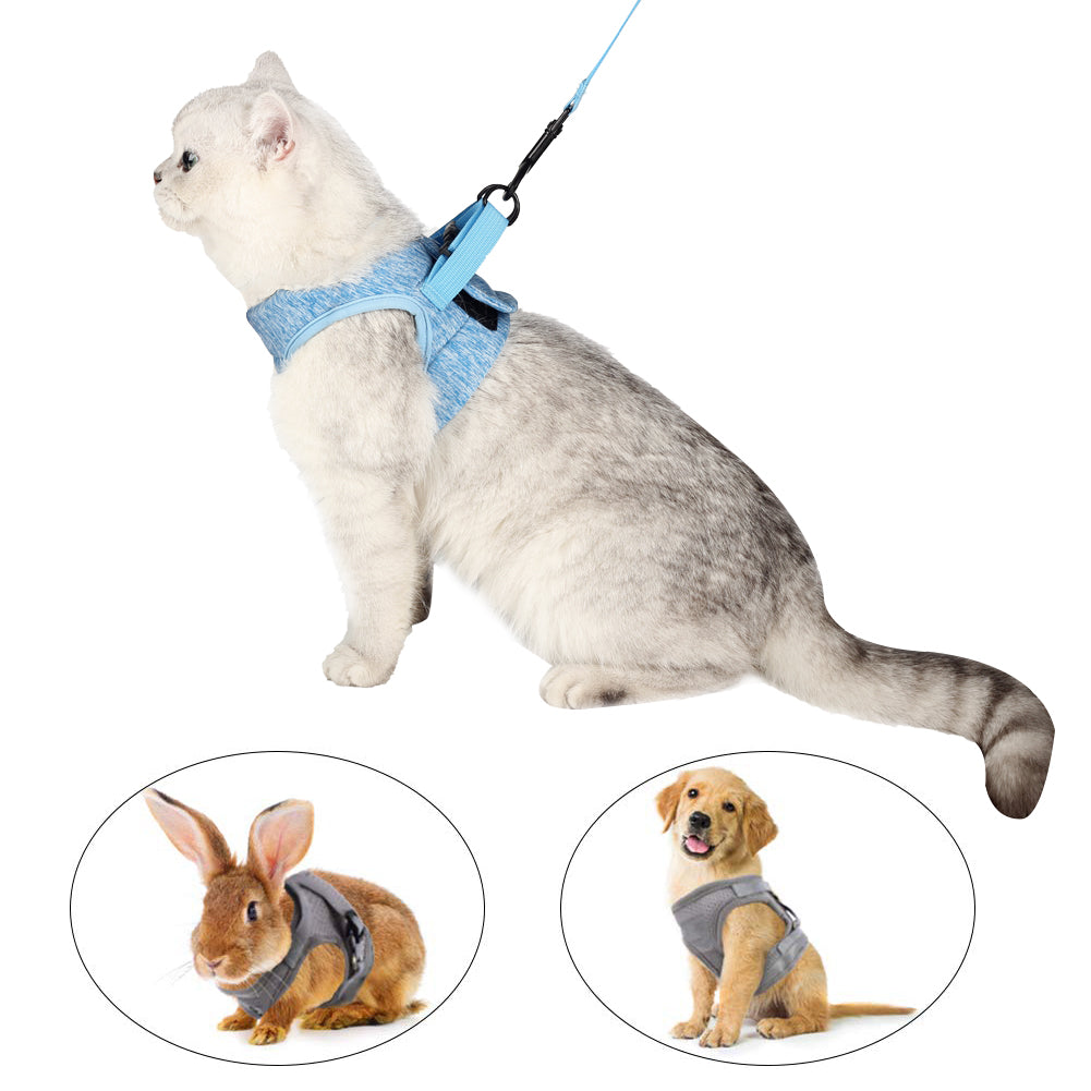 Cat Harness Leash Straps Soft and Comfortable Cat Walking Jacket with Running Cushioning and Escape Proof for Puppies with Cationic Fabric